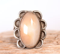 Navajo Peach and Cream Agate Ring
