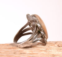 Navajo Peach and Cream Agate Ring