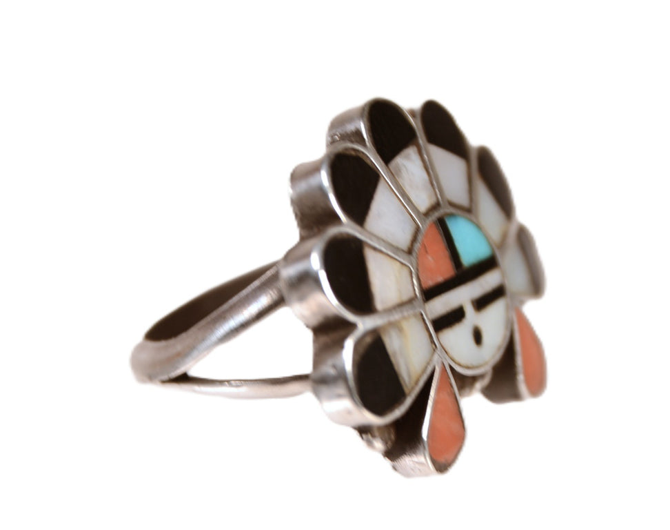 Zuni Pueblo Inlaid Sunface Ring