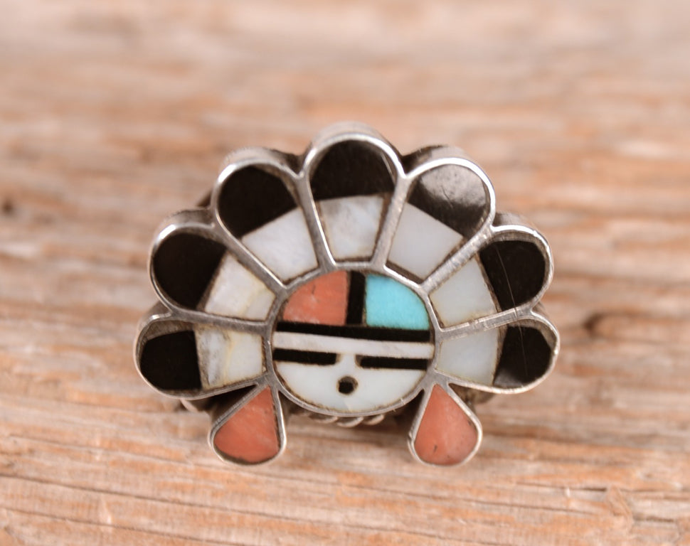 Zuni Pueblo Inlaid Sunface Ring