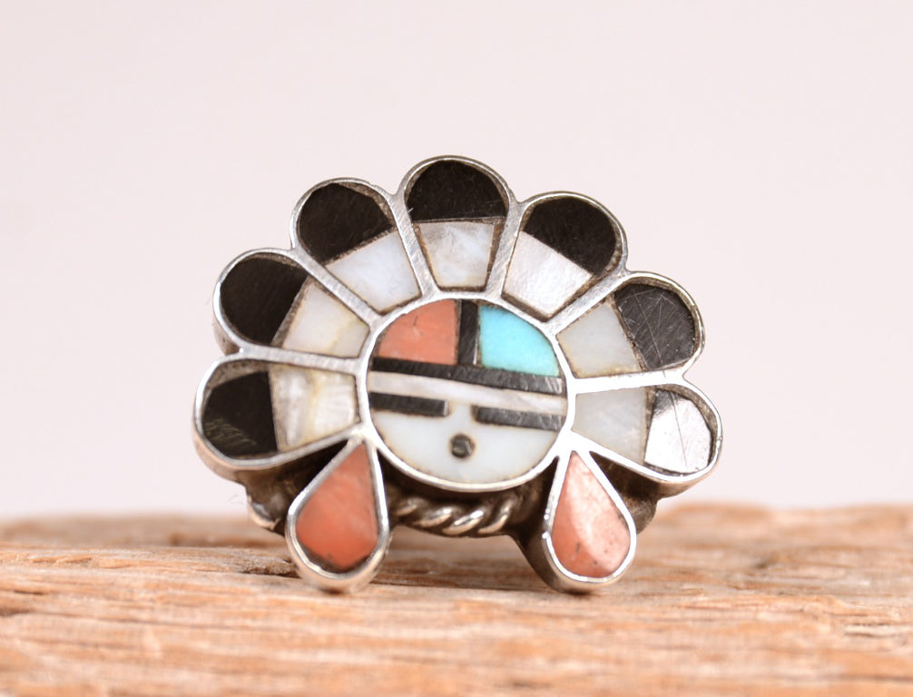 Zuni Pueblo Inlaid Sunface Ring