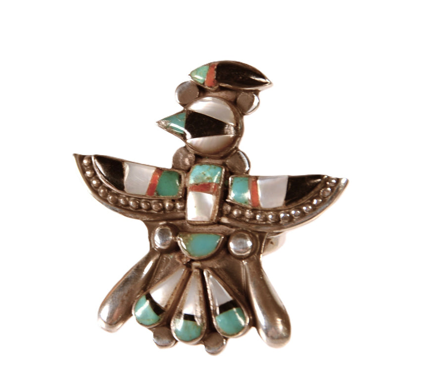Zuni Pueblo Thunderbird Inlay Multi-Stone Ring