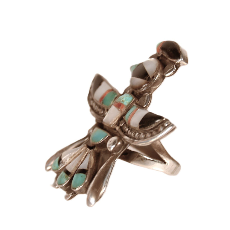 Zuni Pueblo Thunderbird Inlay Multi-Stone Ring