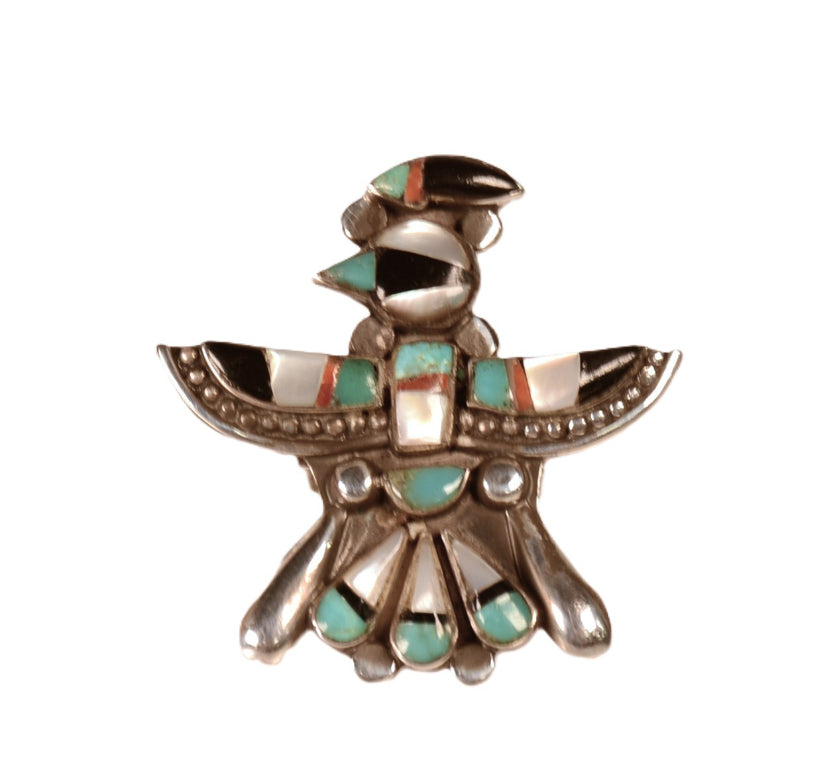 Zuni Pueblo Thunderbird Inlay Multi-Stone Ring