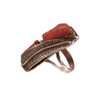 Navajo Outlay Coral Ring