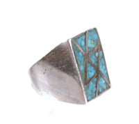 Navajo Chip Inlay Blue Turquoise Ring