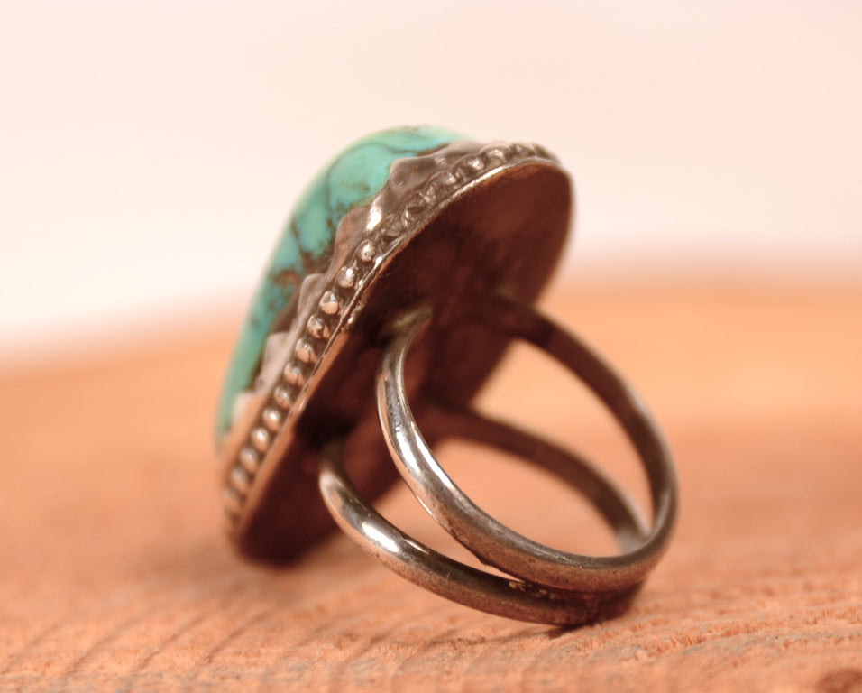 Navajo Blue Turquoise with Matrix Ring