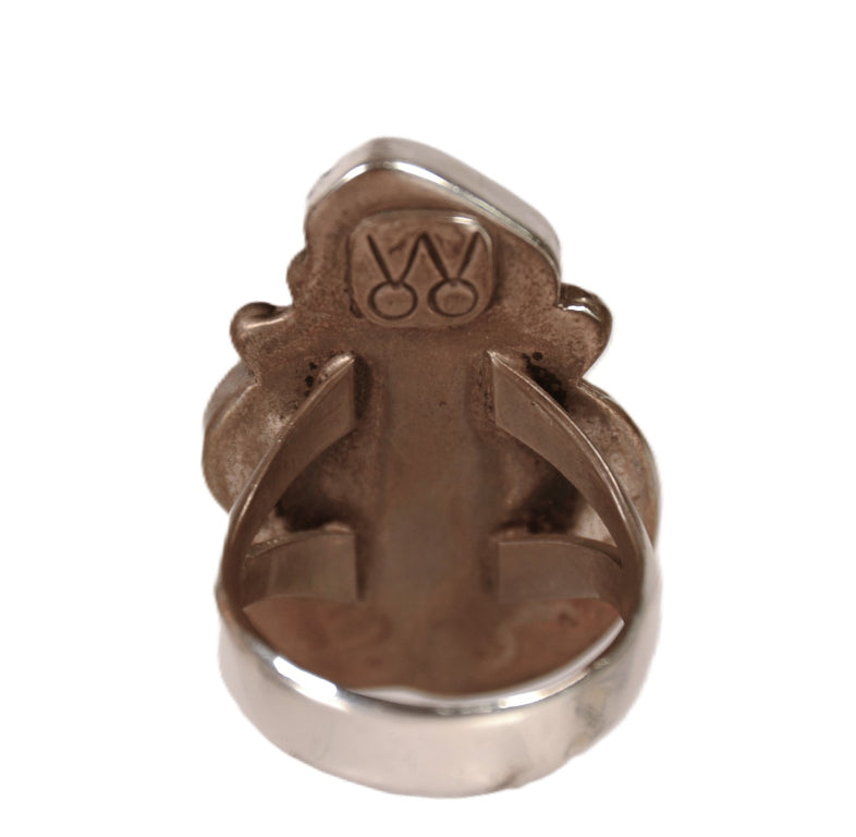 Navajo Green Turquoise and Coral Ring