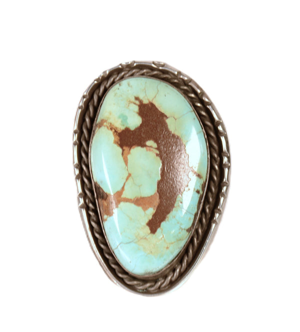 Navajo Oval Light Blue Turquoise with Matrix Ring