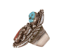 Navajo Turquoise and Coral Ring