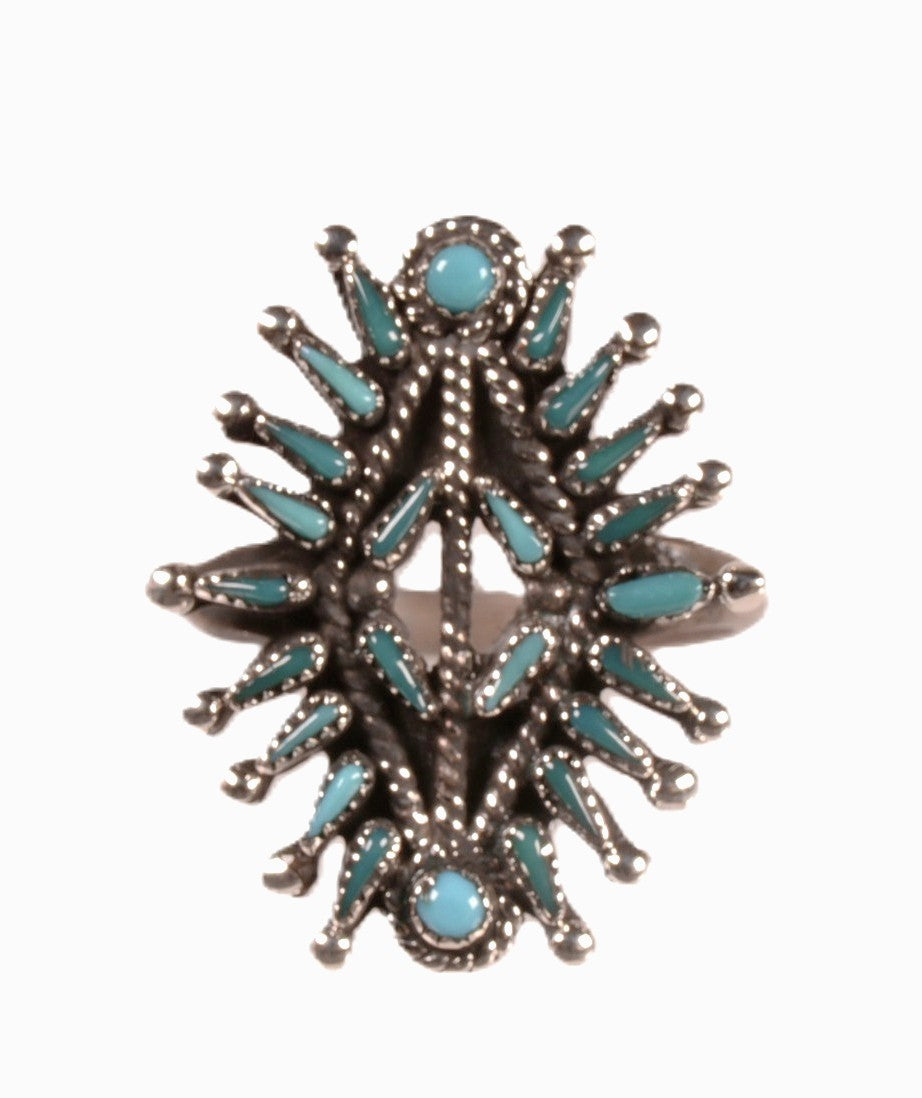 Zuni Pueblo Turquoise Needlepoint Ring