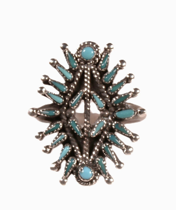Zuni Pueblo Turquoise Needlepoint Ring