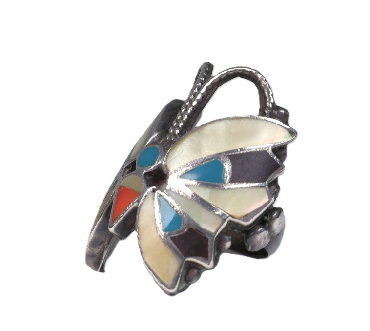 Navajo Inlay Muiltistone Sterling Silver Ring