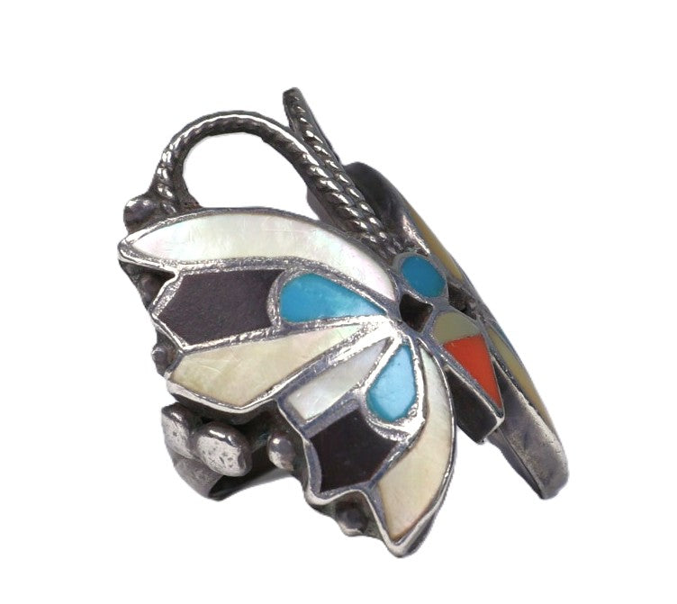 Navajo Inlay Muiltistone Sterling Silver Ring