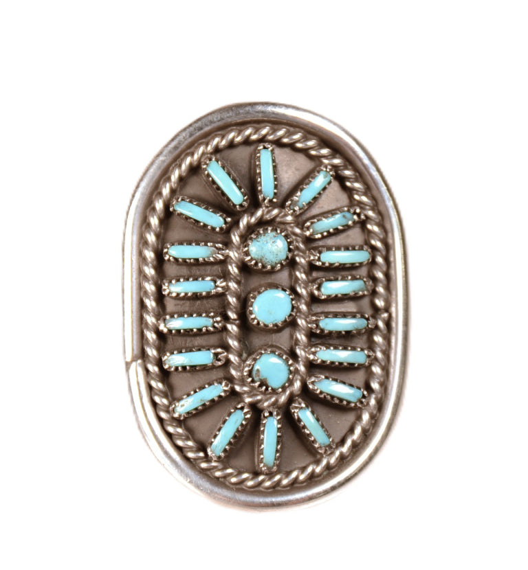 Zuni Pueblo Needlepoint Blue Turquoise Ring