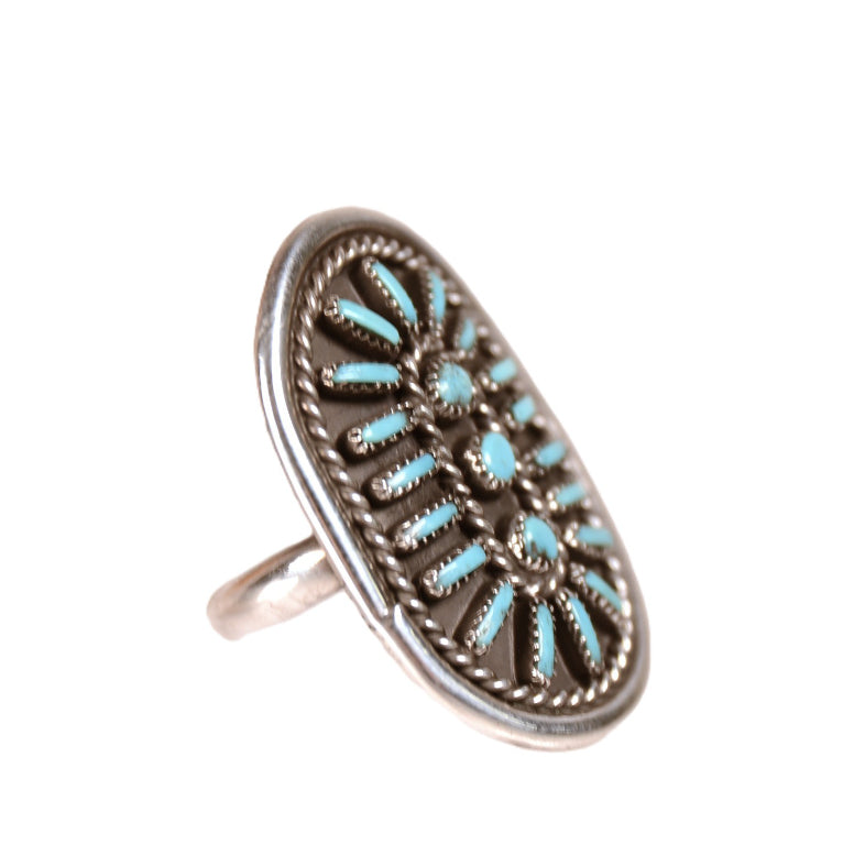 Zuni Pueblo Needlepoint Blue Turquoise Ring