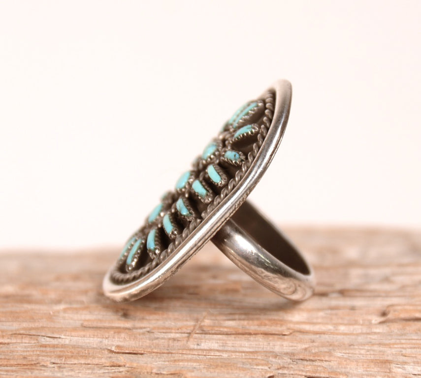 Zuni Pueblo Needlepoint Blue Turquoise Ring