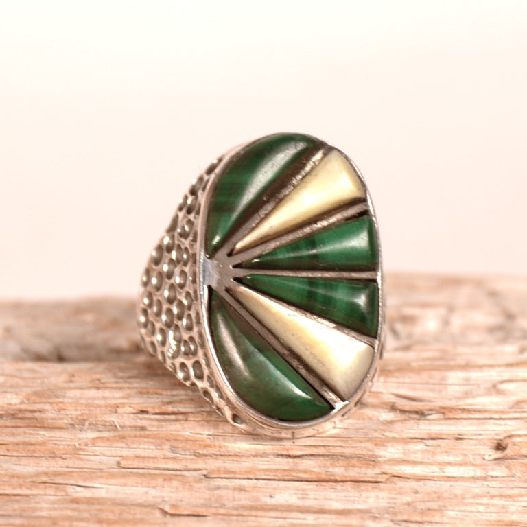 Navajo Malachite and Mother of Pearl Ring