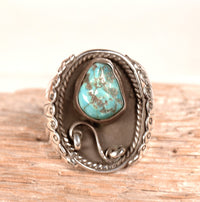 Navajo Sterling Silver Blue Turquoise Ring