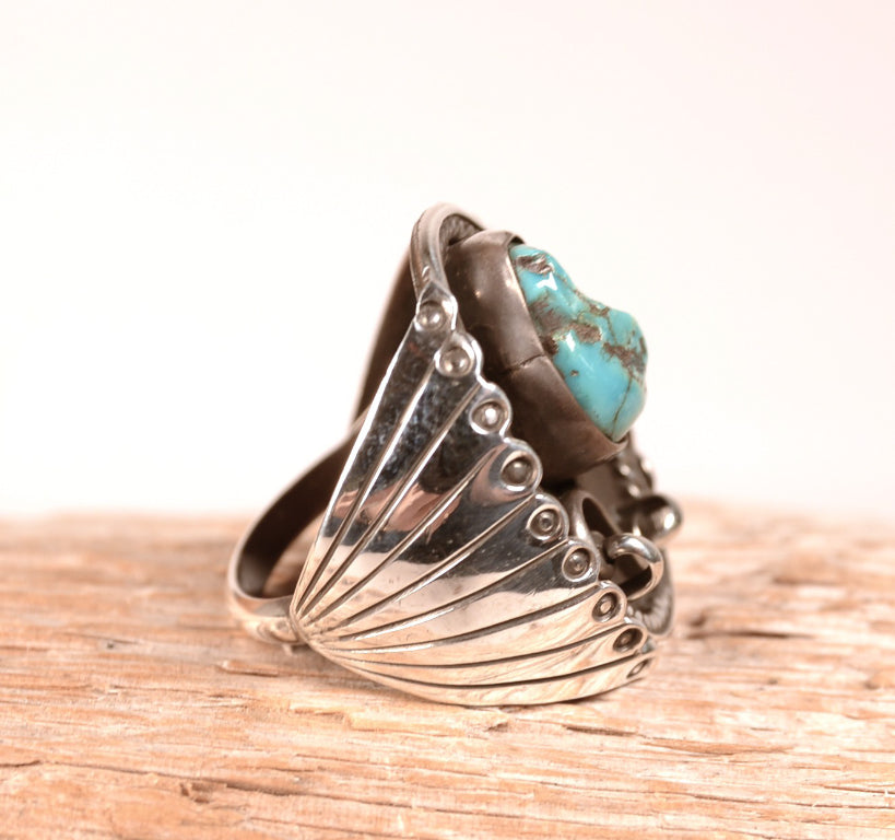 Navajo Sterling Silver Blue Turquoise Ring