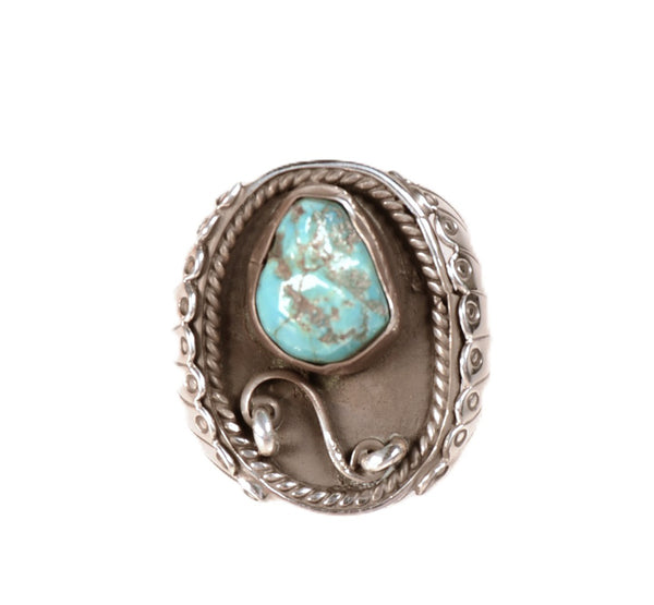 Navajo Sterling Silver Blue Turquoise Ring