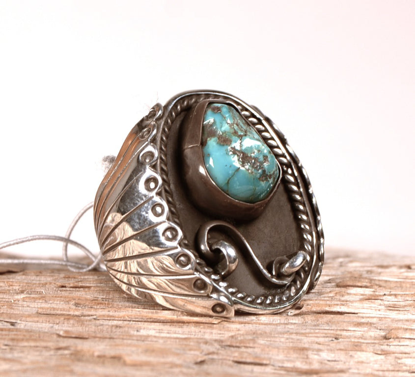 Navajo Sterling Silver Blue Turquoise Ring