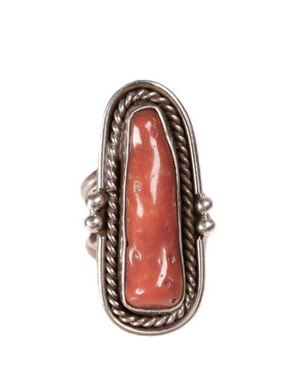 Navajo Coral Stone Ring