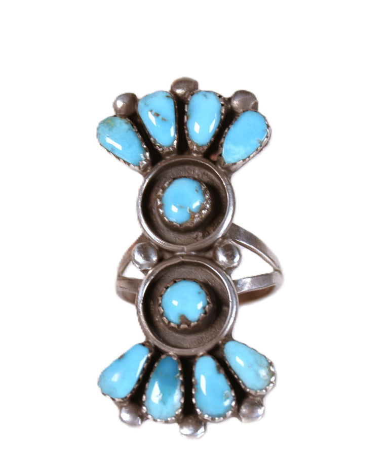 Zuni Pueblo Needlepoint Blue Turquoise Ring