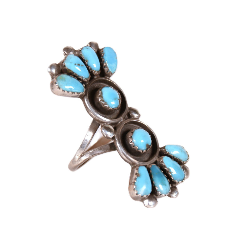 Zuni Pueblo Needlepoint Blue Turquoise Ring