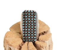 Zuni Pueblo Turquoise Ring 60 Petite Point Turquoise Stones Signed Lloyd Amesoli
