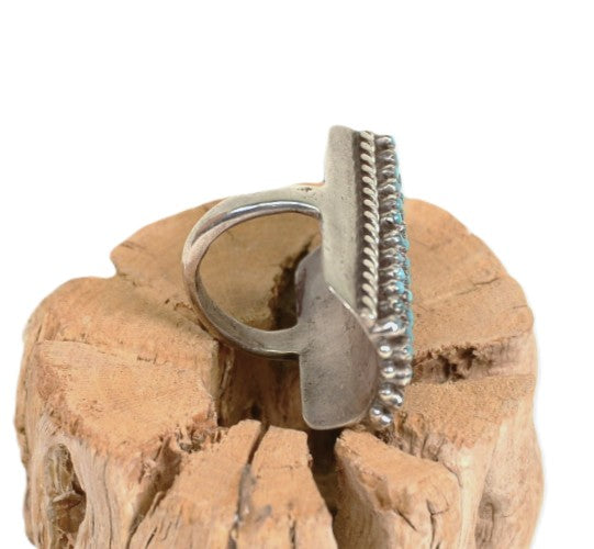 Zuni Pueblo Turquoise Ring 60 Petite Point Turquoise Stones Signed Lloyd Amesoli