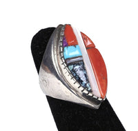 Navajo Inlay Multistone Sterling Silver Ring By David Tune