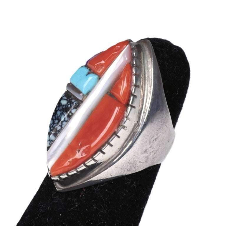 Navajo Inlay Multistone Sterling Silver Ring By David Tune