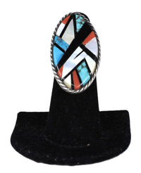 Navajo Inlay Multistone Sterling Silver Ring