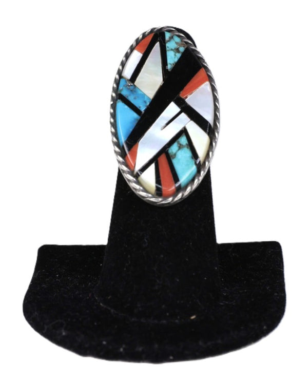 Navajo Inlay Multistone Sterling Silver Ring
