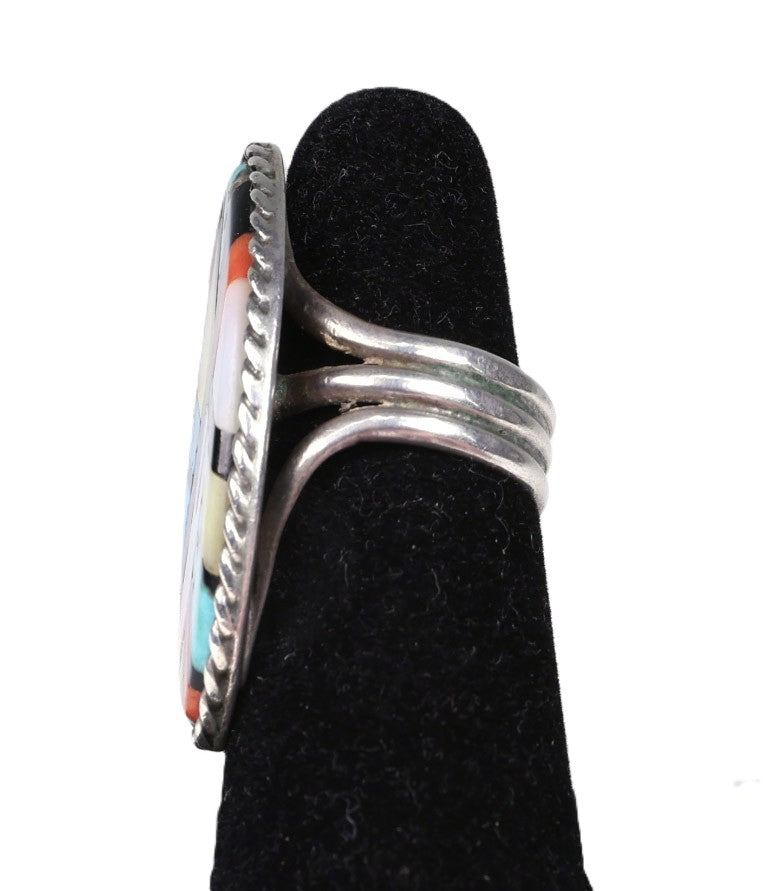 Navajo Inlay Multistone Sterling Silver Ring