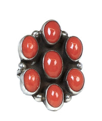 Navajo Fine Cluster Mediterranean Coral Ring