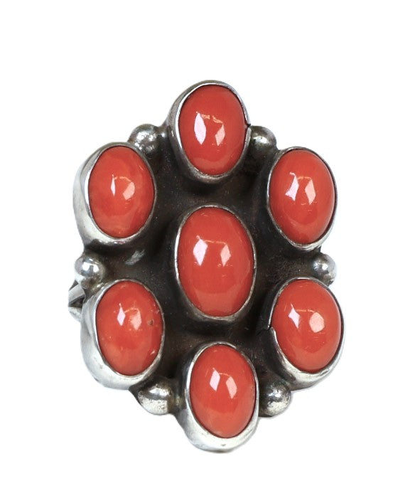 Navajo Fine Cluster Mediterranean Coral Ring