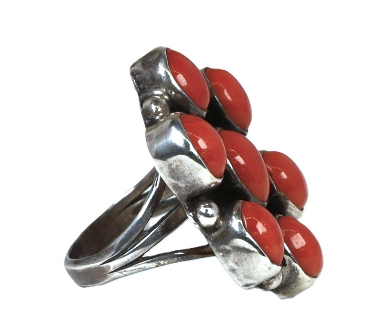 Navajo Fine Cluster Mediterranean Coral Ring