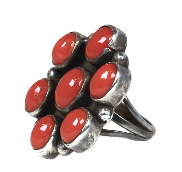 Navajo Fine Cluster Mediterranean Coral Ring