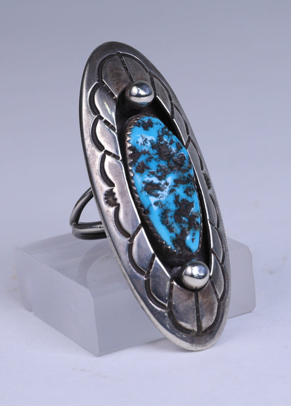 Navajo Sterling Silver Ring with Turquoise Setting