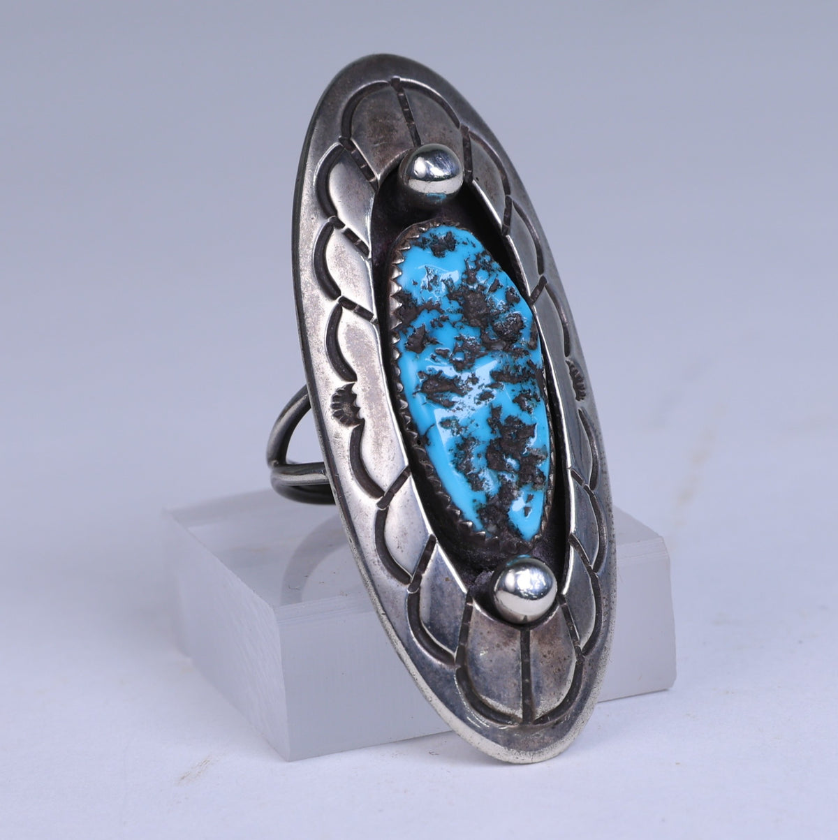 Navajo Sterling Silver Ring with Turquoise Setting