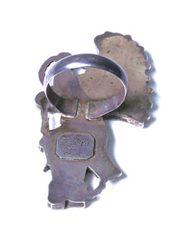 Zuni Sterling Silver Multi Stone Settings Inlay Indian Dancer Ring