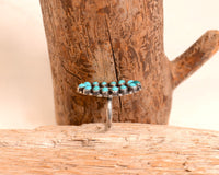 Zuni Sterling Silver Ring with 14 Oval Turquoise Settings