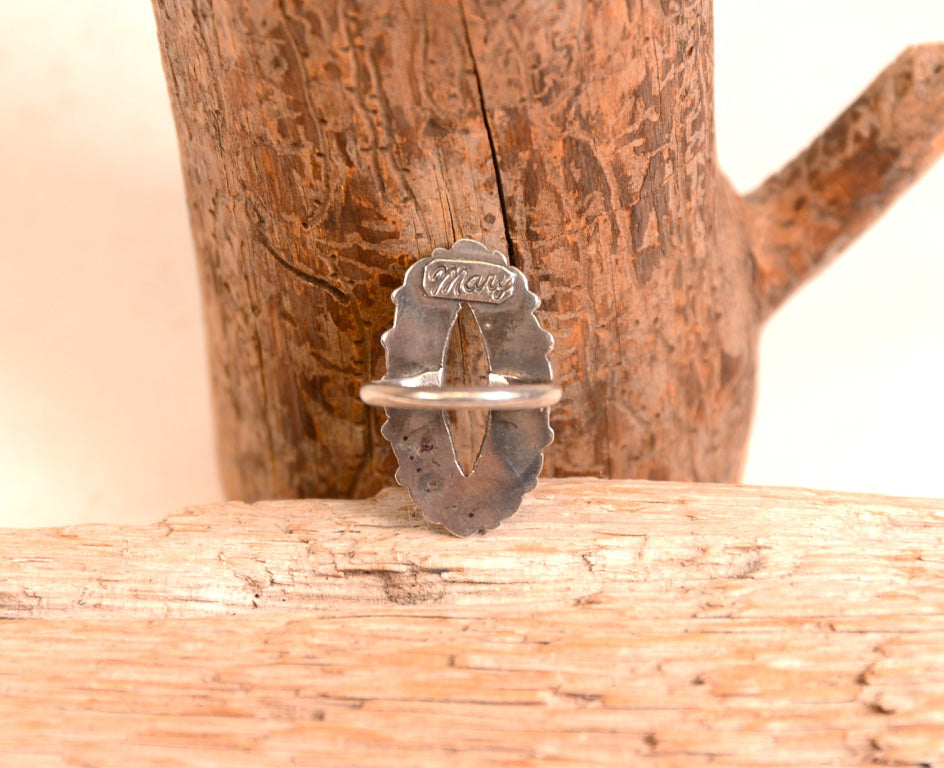 Zuni Sterling Silver Ring with 14 Oval Turquoise Settings