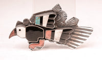 Navajo Sterling Silver Multi Stone Inlay Eagle Pin By Jeanne and Felix Tsinijinnie