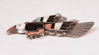 Navajo Sterling Silver Multi Stone Inlay Eagle Pin By Jeanne and Felix Tsinijinnie