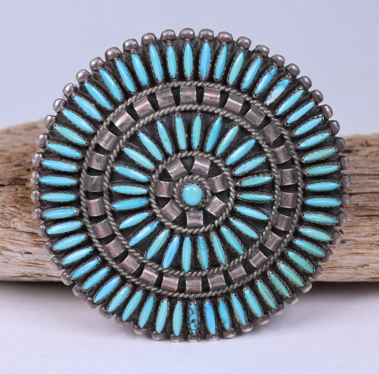 Zuni Needlepoint Pin - Pendant ca. 1975-85  2.75" D
