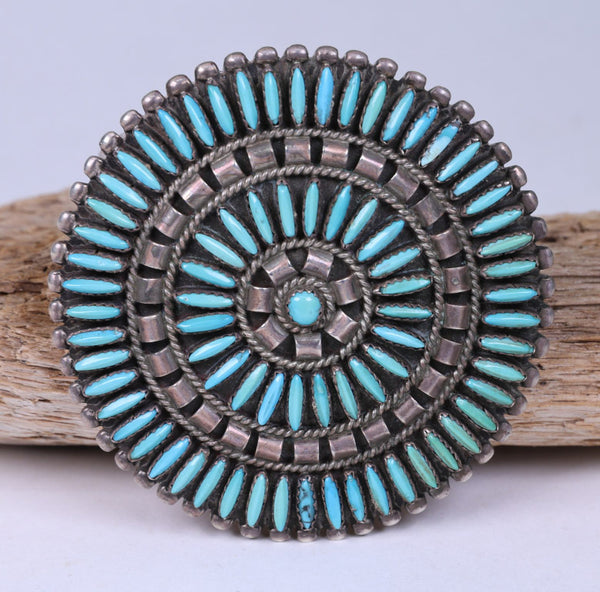 Zuni Needlepoint Pin - Pendant ca. 1975-85  2.75" D