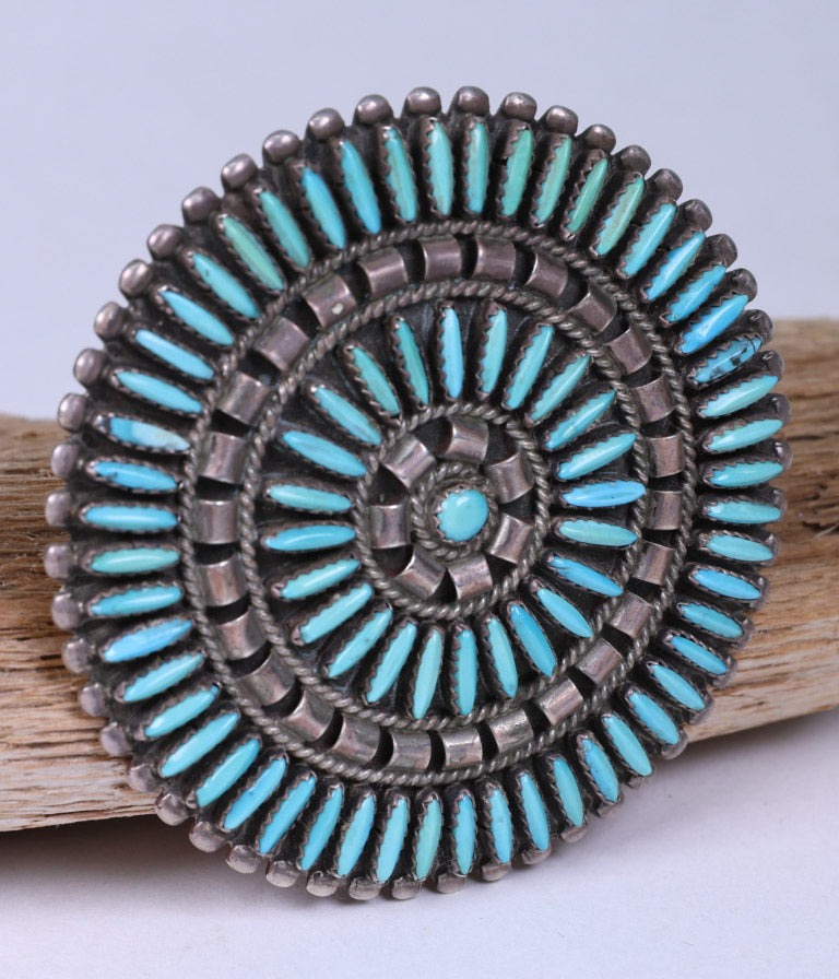 Zuni Needlepoint Pin - Pendant ca. 1975-85  2.75" D